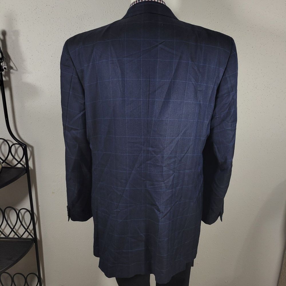 Canali‎ AL13320/00 Men's Sport Coat Blazer Two Button Navy Plaid Silk Wool 52XL - Picture 12 of 16